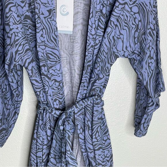 Calme Johnny Was Blue Kimono Robe Size Large New With Tags - Picture 6 of 16
